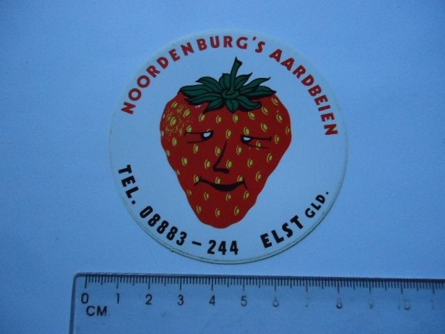 sticker oud ELST Aardbei kwekerij tuinbouw landbouw noordenb, Verzenden, Zo goed als nieuw, Bedrijf of Vereniging