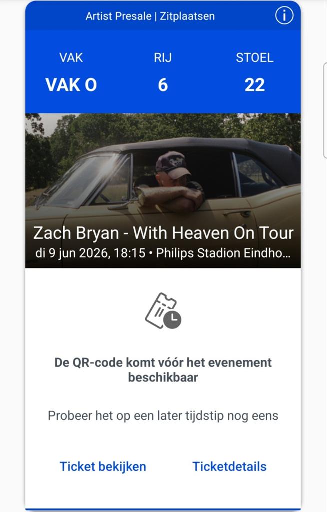 Tickets Zach Bryan, Philips Stadion Eindhoven, Tickets en Kaartjes, Twee personen, Overige soorten