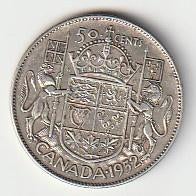 50  cent  1952  Canada. km. 45, Ophalen of Verzenden, Noord-Amerika, Losse munt, Zilver