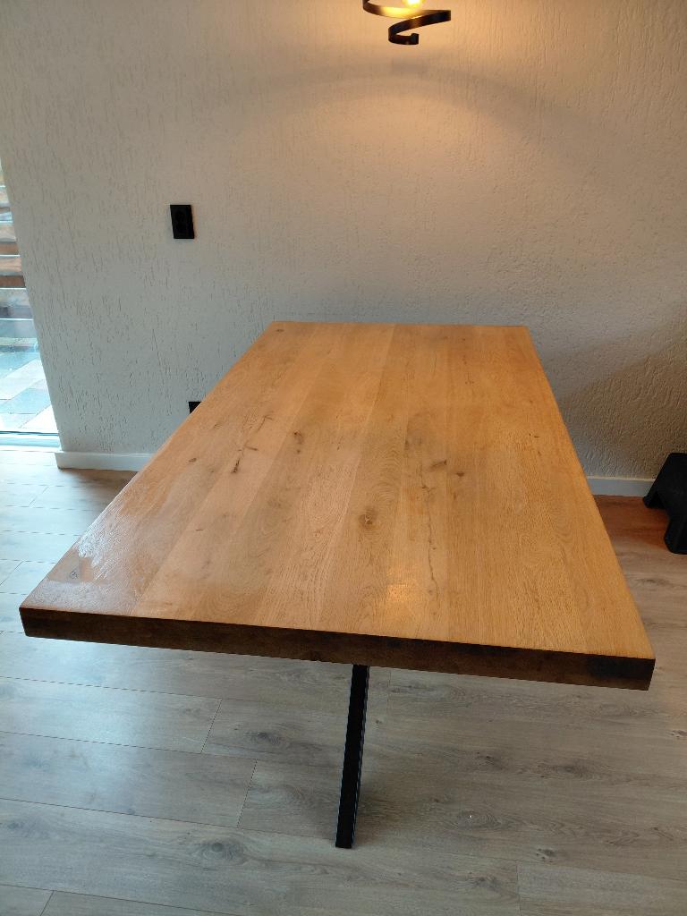 Eiken eettafel 180x100 blad 6cm dik, Huis en Inrichting, Tafels | Eettafels, Ophalen, Gebruikt, Eikenhout, 50 tot 100 cm