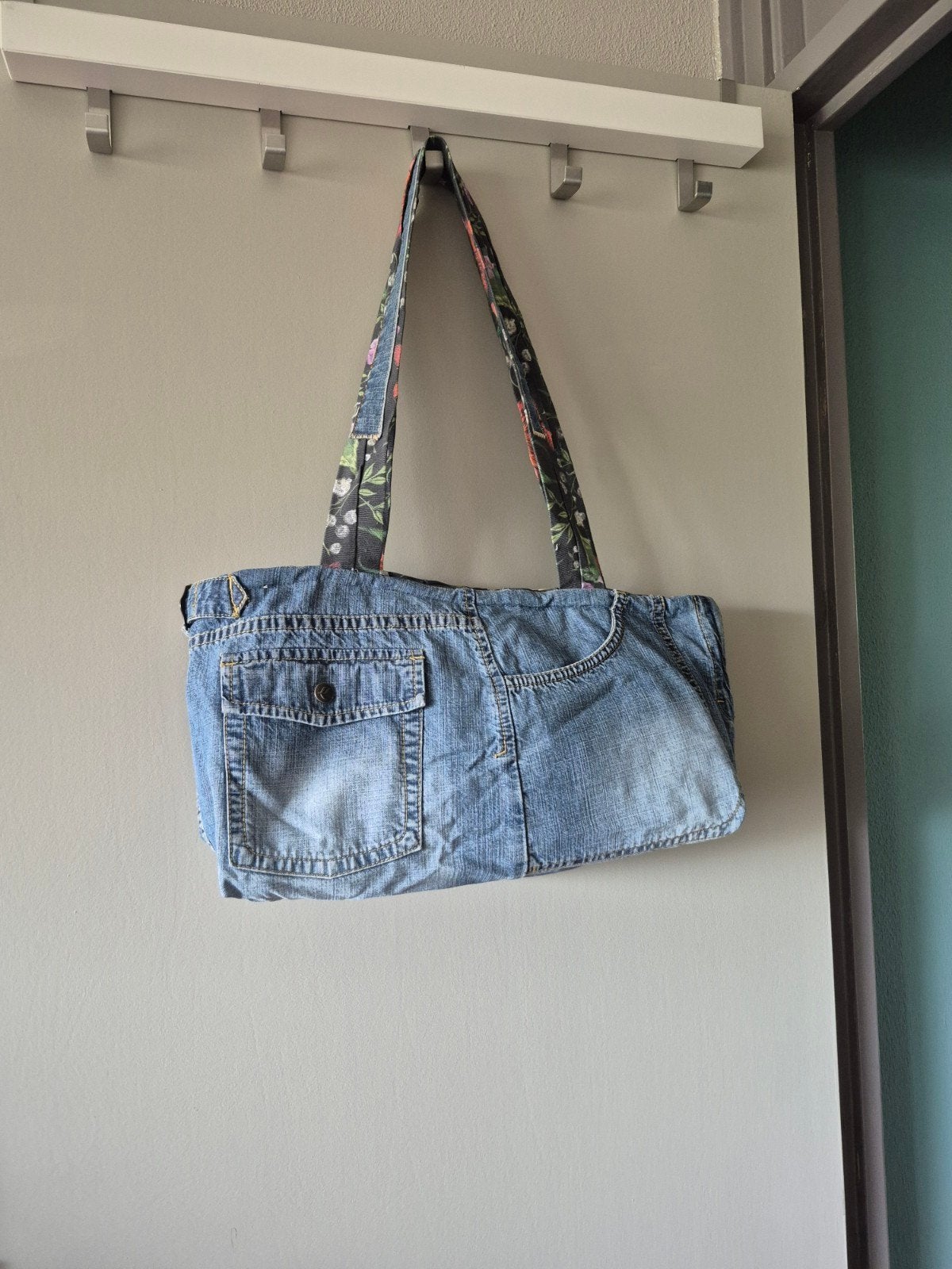Unieke handgemaakte denim tas - Nieuw!, Sieraden, Tassen en Uiterlijk, Tassen | Damestassen, Ophalen of Verzenden, Nieuw, Blauw