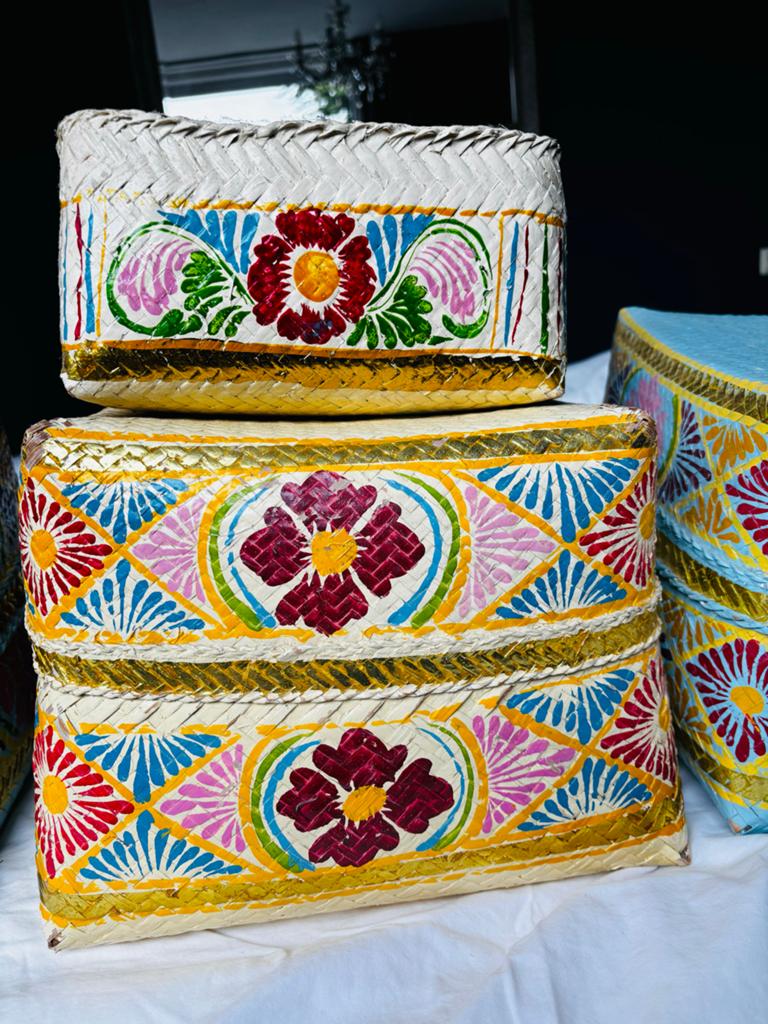 Decoratieve bamboe manden uit Bali - set van 3, Huis en Inrichting, Woonaccessoires | Schalen en Manden, Gebruikt, Mand, Ophalen of Verzenden