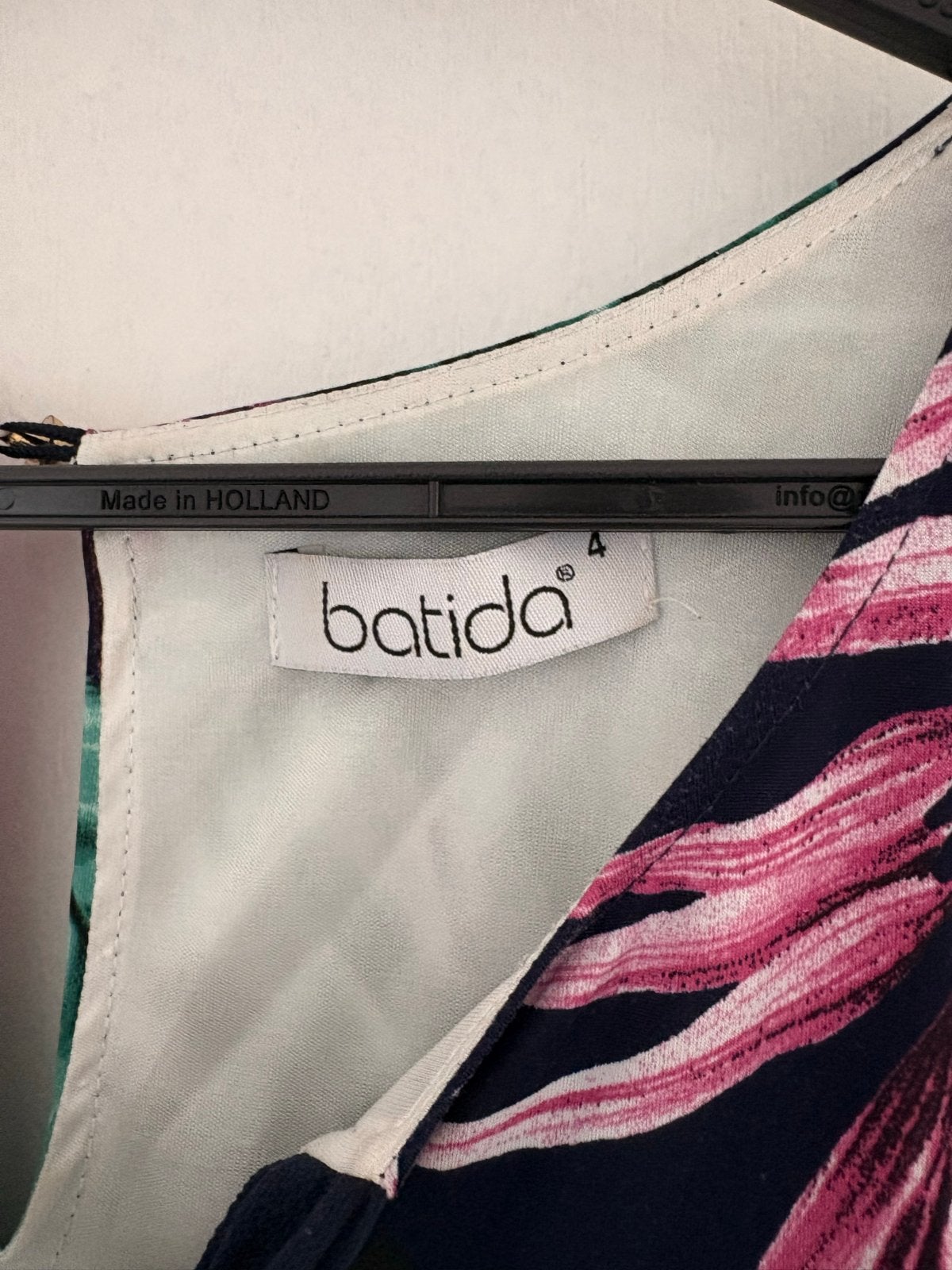 Batida jurk met tropische print en effen rok, Maat 38/40 (M), Blauw, Ophalen of Verzenden, Zo goed als nieuw