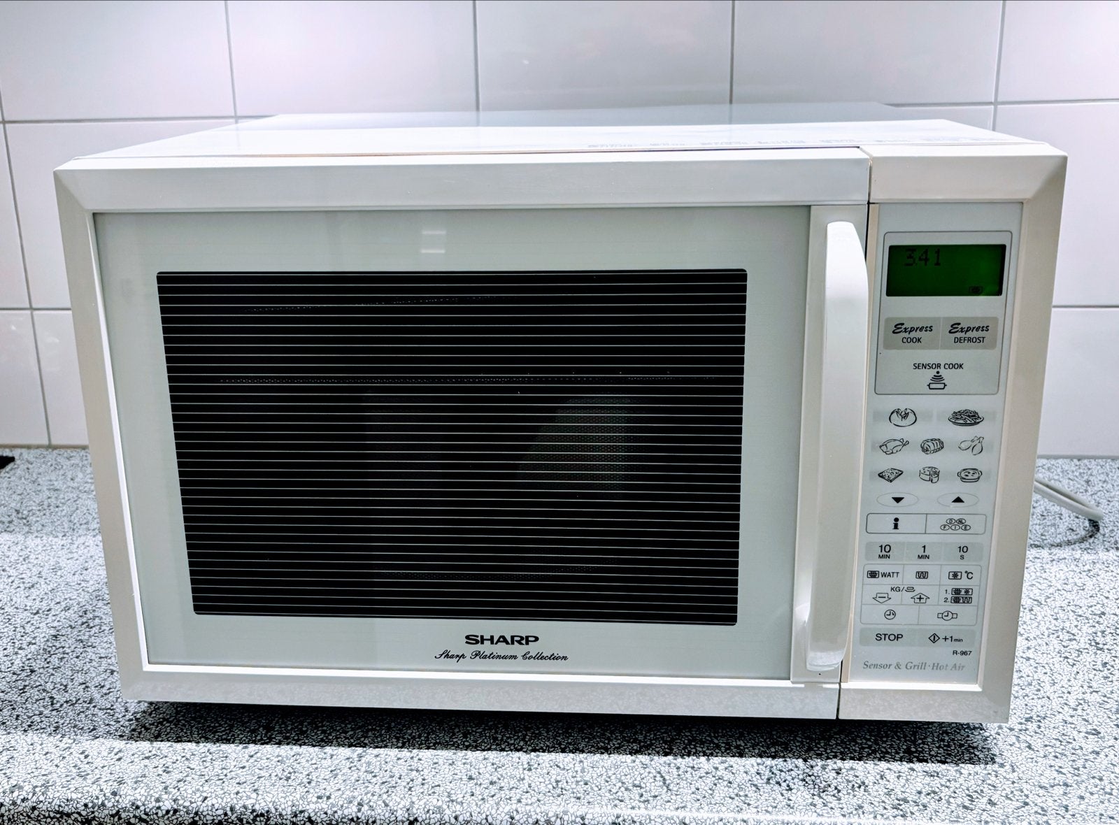 Sharp Combimagnetron R-967 - Platinum Collection, Witgoed en Apparatuur, Magnetrons, Combimagnetron, Gebruikt, 60 cm of meer, Grill