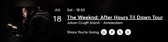 The Weeknd Tickets Johan Cruijff ArenA Te Koop, Drie personen of meer, Juli