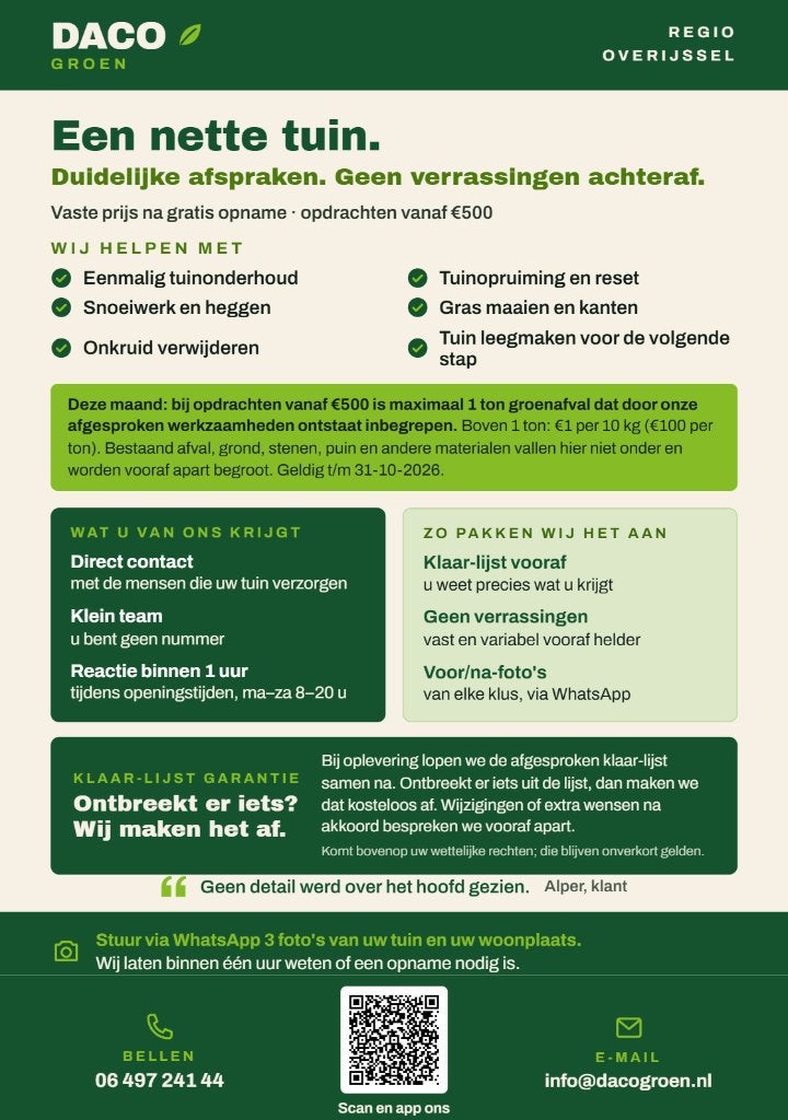 Tuin opruimen en resetten vanaf €500, Garantie, Tuin- of Vijveraanleg