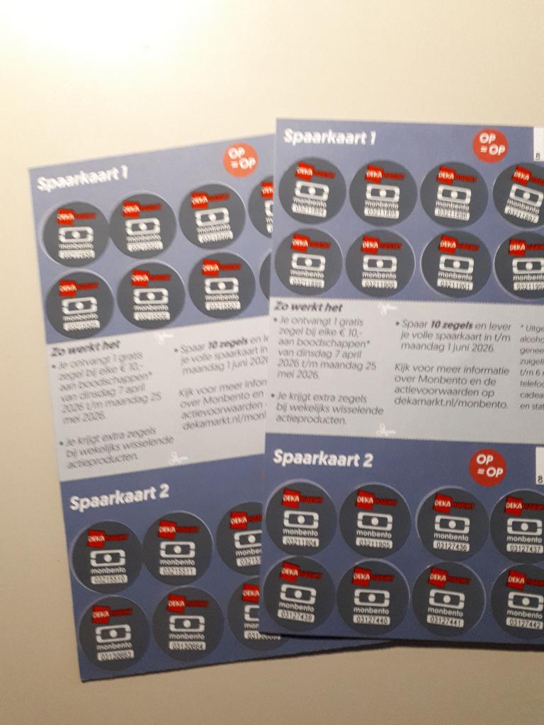 4x spaarkaart Monbento (actie Dekamarkt), Verzamelen, Supermarktacties, Dekamarkt, Ophalen of Verzenden
