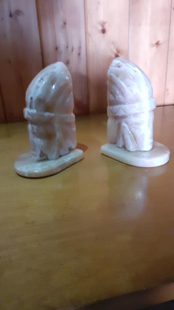 Albasten Boeksteunen: Native American Indianen Beelden, Antiek en Kunst, Kunst | Beelden en Houtsnijwerken, Minder dan 20 cm, Ophalen of Verzenden