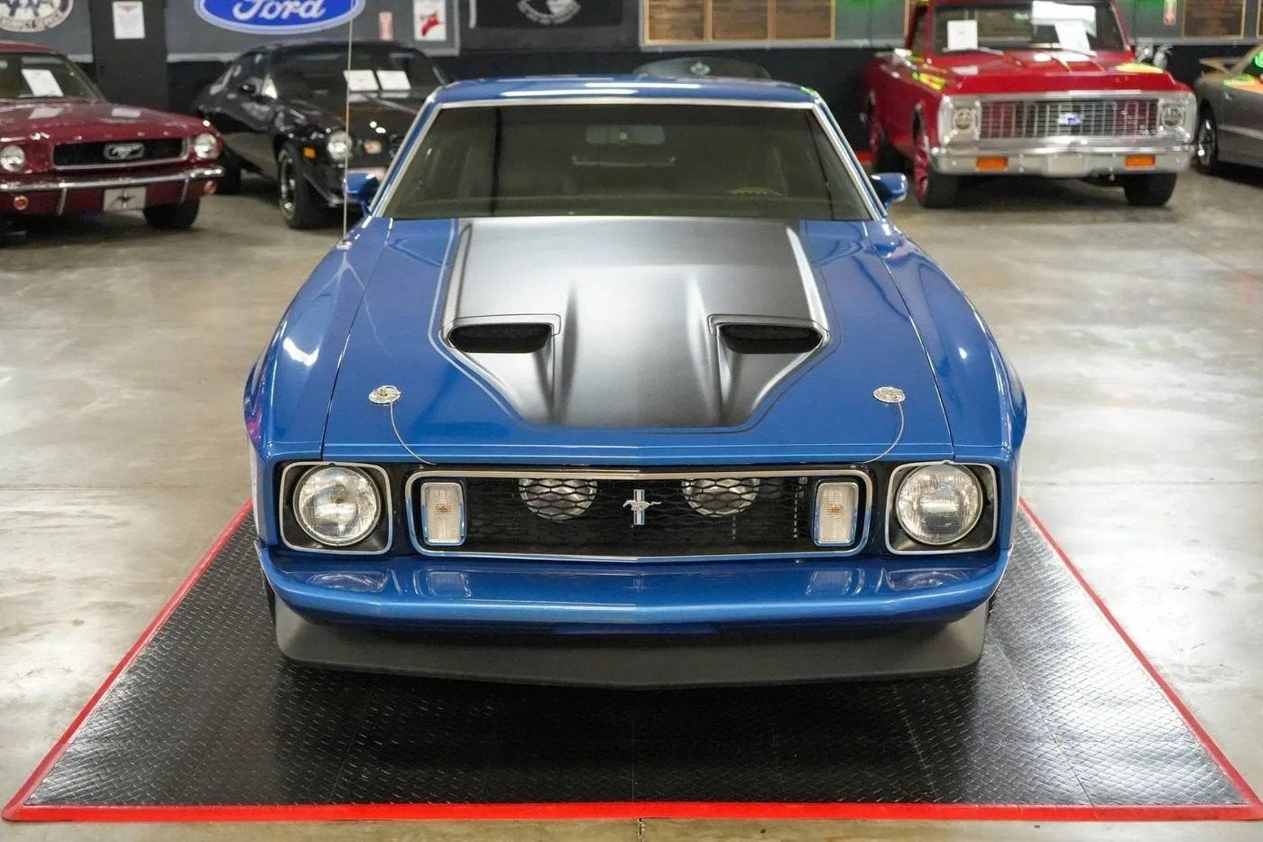 1973 Ford Mustang Mach 1 Fastback, Automaat, Blauw, Leder, Particulier