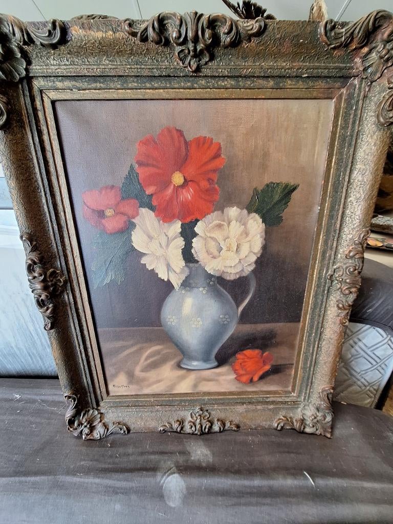 Schilderij Tilly Moes - Bloemen in vaas, Ophalen of Verzenden