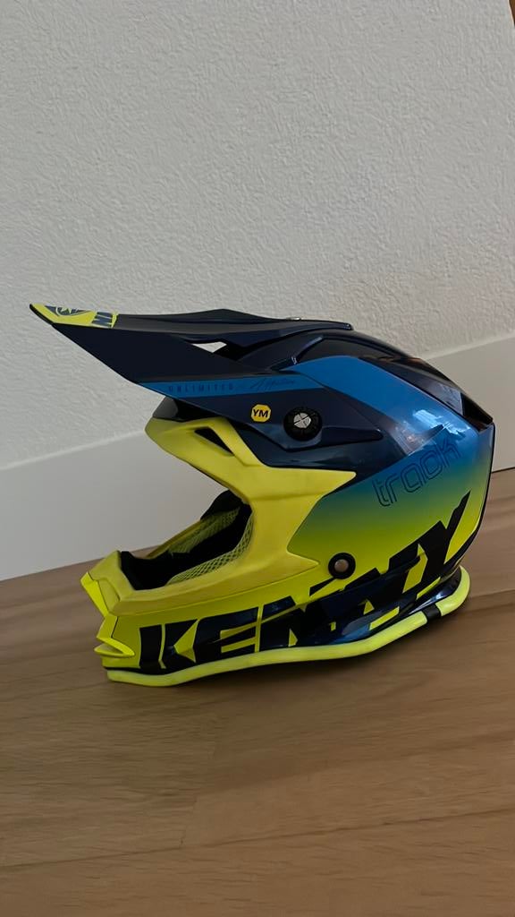 Kenny motorcross helm kids blauw/geel., Motoren, Overige merken, XS, Kinderen, Offroadhelm