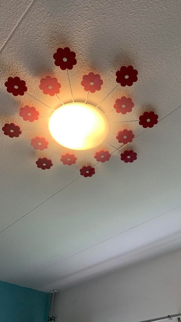 Plafondlamp met bloemetjes, Ophalen, Gebruikt, Metaal