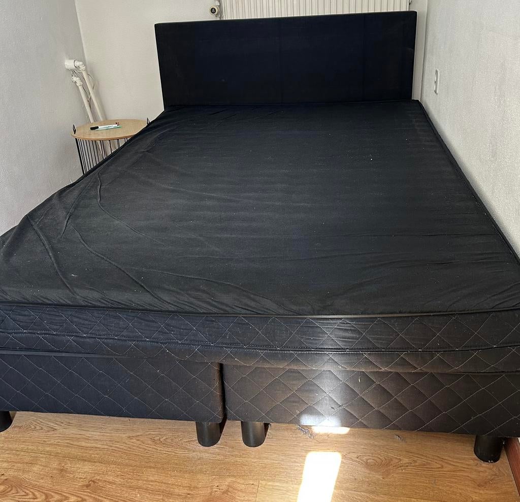 Twee persoons boxspring bed, Ophalen, Zwart, Tweepersoons, Zo goed als nieuw