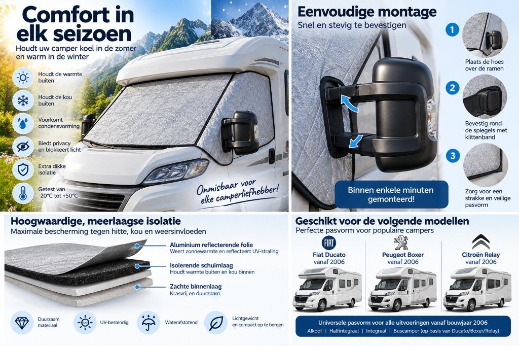 Camper isolatiehoes – voorruit & zijruiten | Zomer & winter, Ophalen of Verzenden, Nieuw