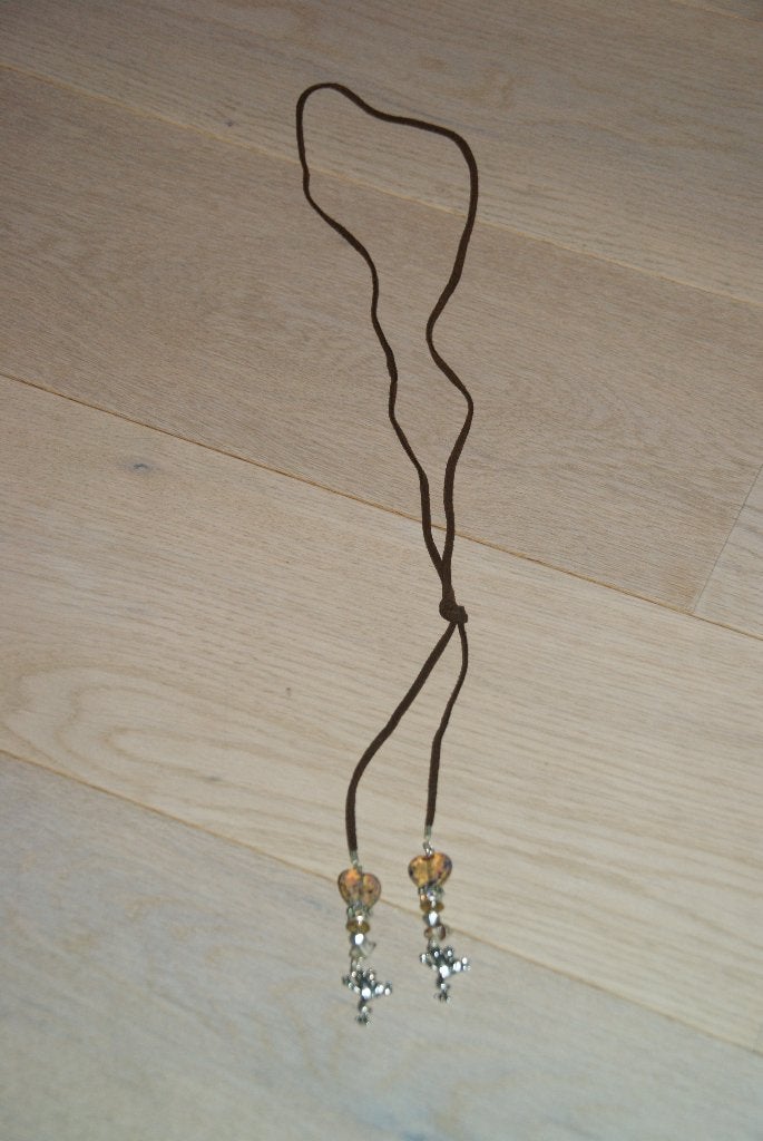 Te koop: Ketting, bruin, hart, kikker en schelpjes, slakjes, Overige materialen, Verstelbaar, Bruin, Nieuw