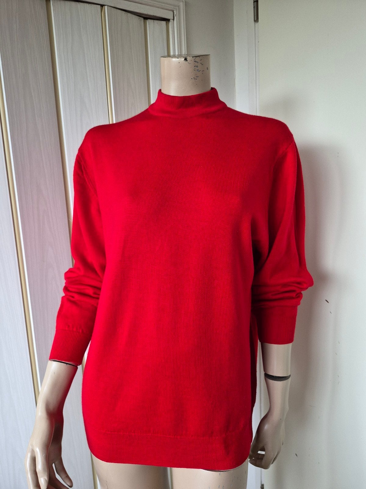 Vintage rode trui Birita 100% scheerwol maat 42/XL, Kleding | Dames, Birita, Maat 42/44 (L), Ophalen of Verzenden, Zo goed als nieuw