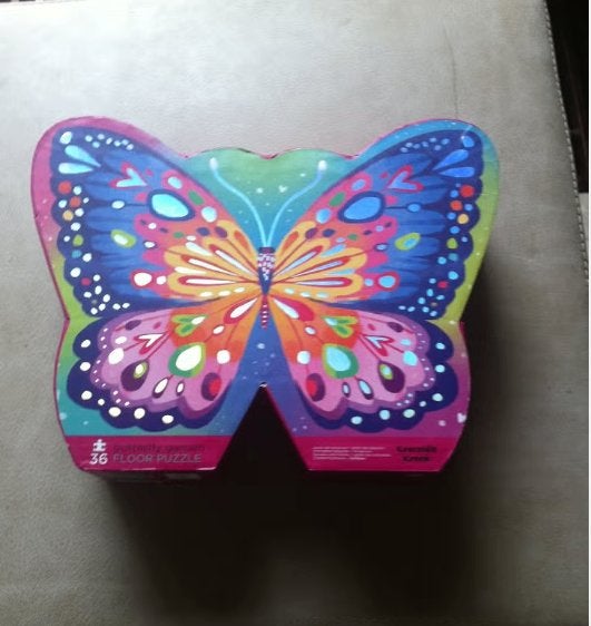 Kinder vloer puzzle vlinder voor 3 jaar 45x61 cm, Ophalen of Verzenden, 10 tot 50 stukjes, Zo goed als nieuw, 2 tot 4 jaar