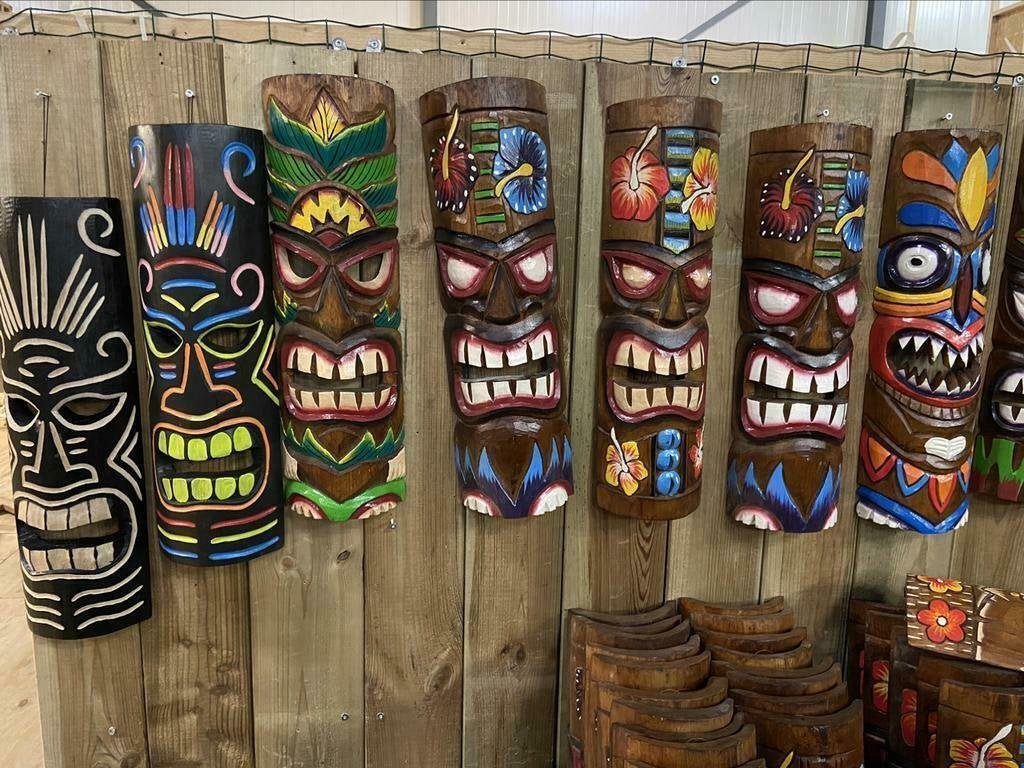 Tiki Masker 50 cm van hout, Ophalen of Verzenden