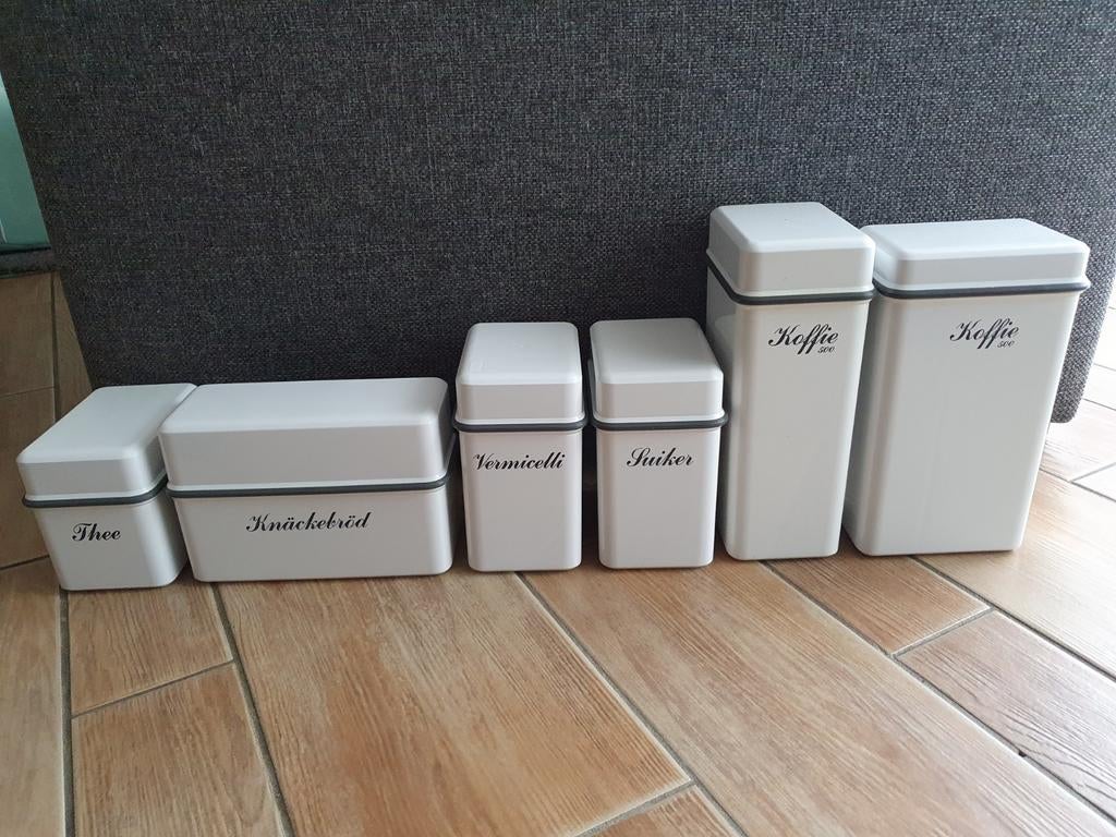 Vintage Coppia voorraadbussen - Set van 6, Kunststof, Ophalen of Verzenden, Wit, Overige merken