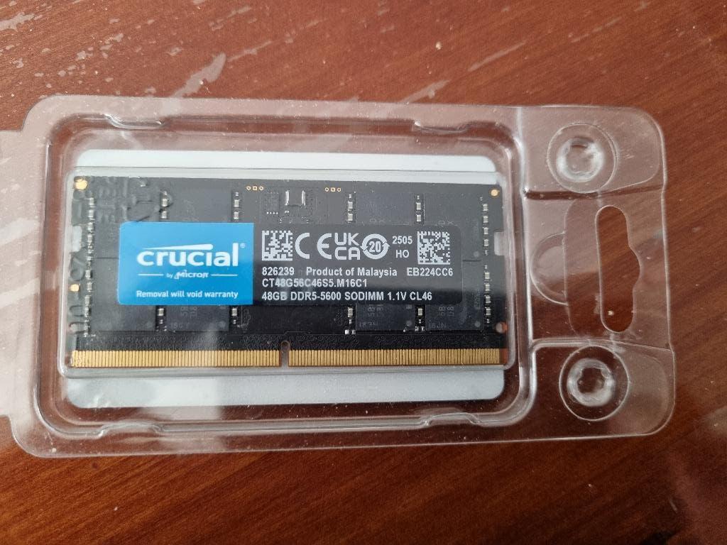 Crucial 48GB DDR5 SODIMM 5600MHz, Nieuw, Ophalen of Verzenden, DDR5, 64 GB