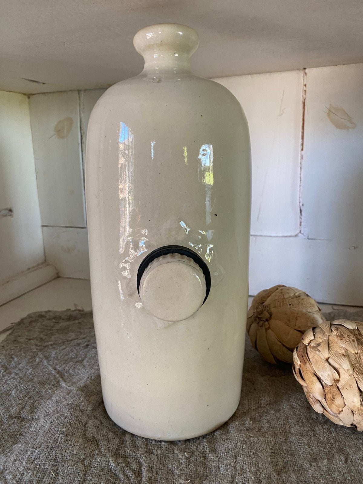 Brocante oude steengoed warmwater kruik, Ophalen of Verzenden