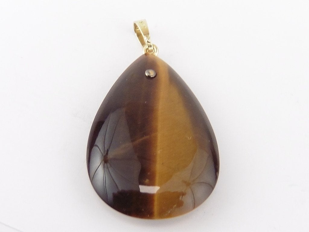 Gouden hanger met tijgeroog                              G54, Gebruikt, ., Ophalen of Verzenden, .