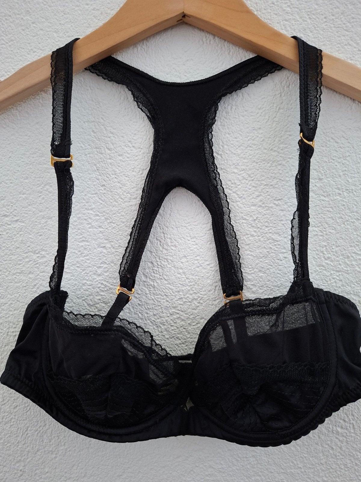 Aubade Zwarte Kanten BH met Racerback, Aubade, Verzenden, Zwart, BH
