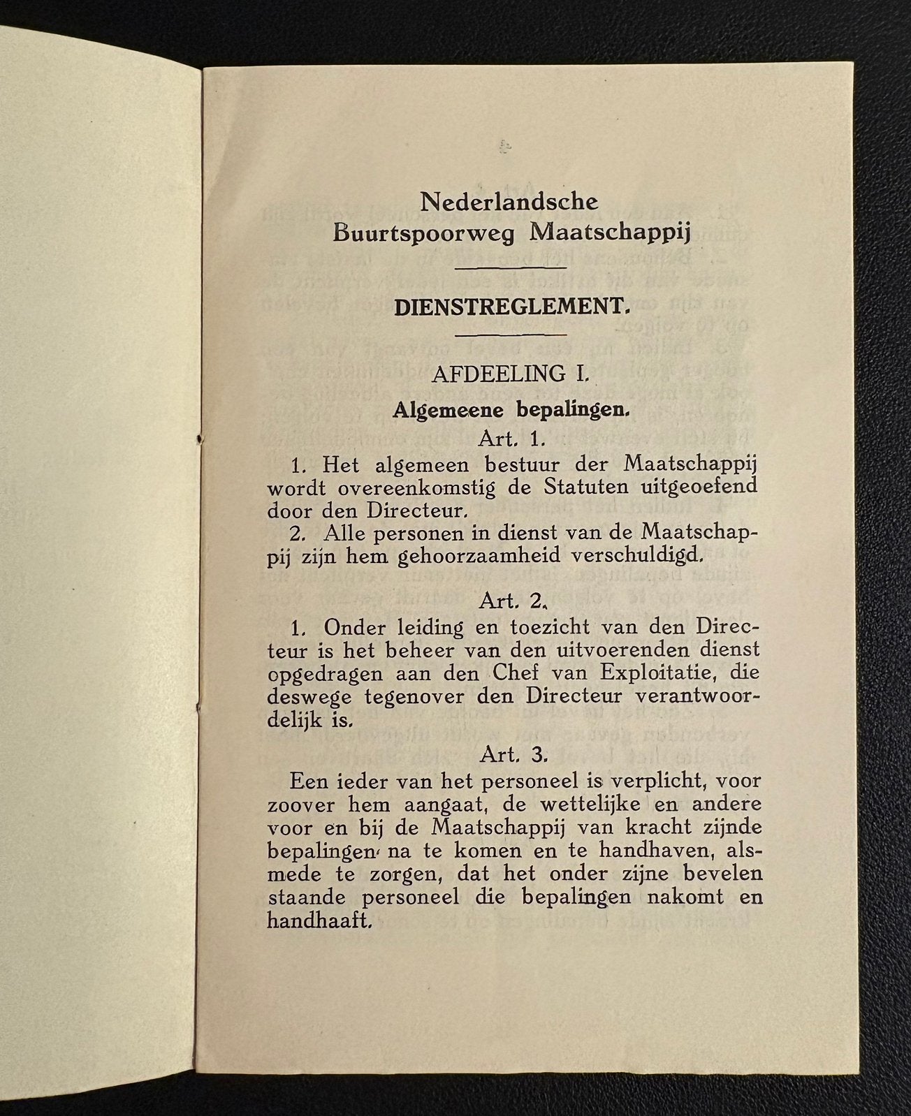 Dienstreglement Nederlandsche Buurtspoorweg Maatsch. (1927), Ophalen of Verzenden, Zo goed als nieuw, Tram, Boek of Tijdschrift