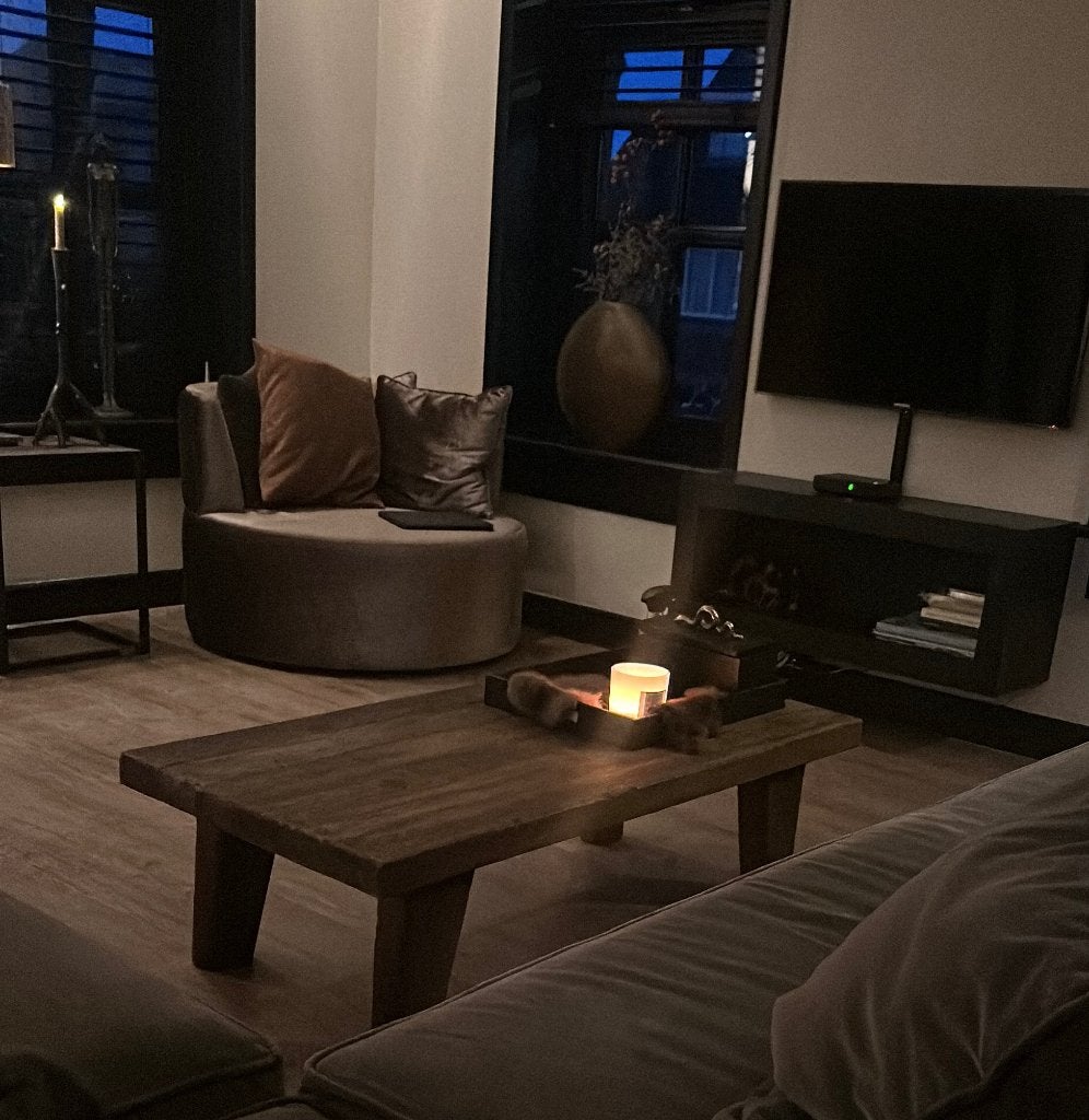Salontafel (robuust houten) - Uniek en sfeervol, Ophalen, 100 tot 150 cm, 50 tot 100 cm, Zo goed als nieuw
