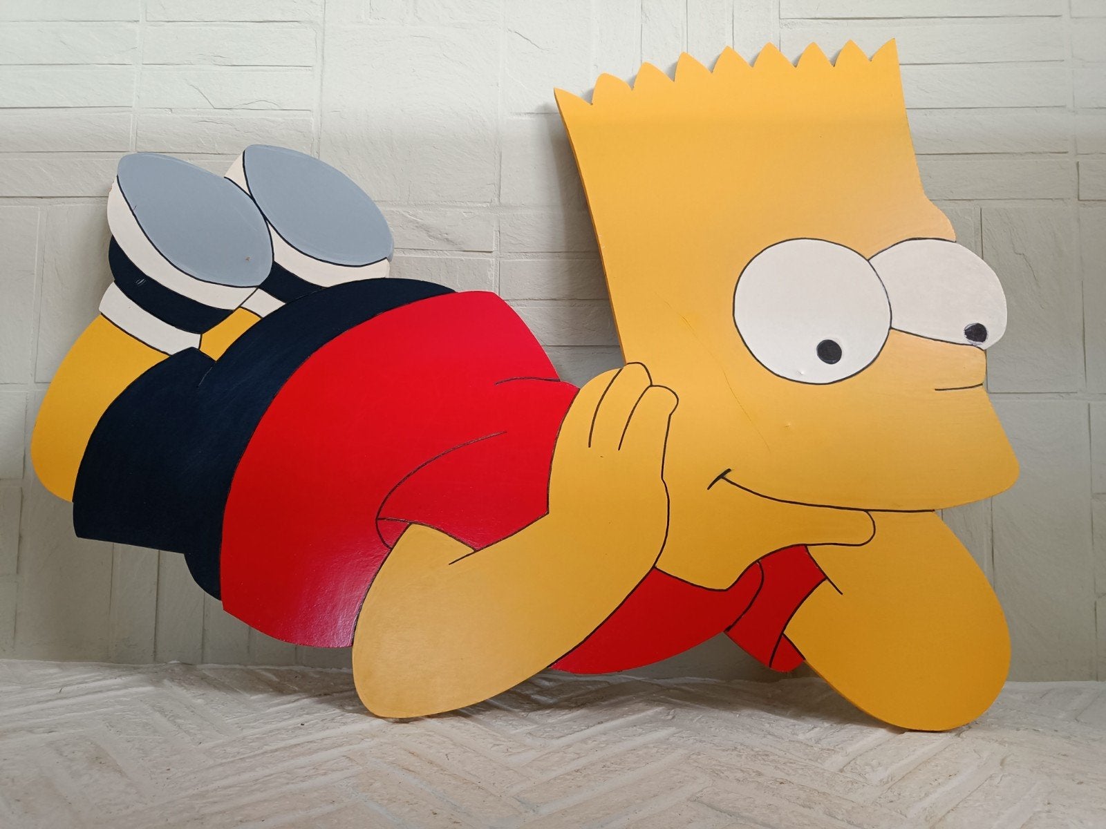 Bart Simpson wanddecoratie - handgemaakt houten figuur., Verzamelen, Ophalen, Gebruikt, Actiefiguur of Pop