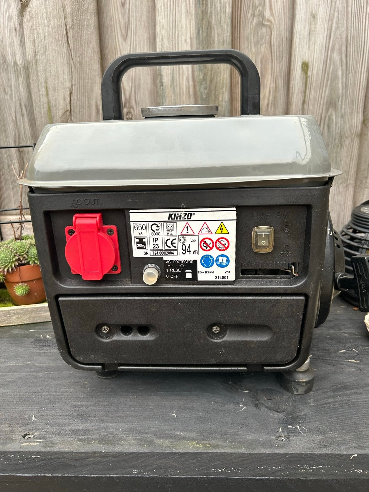 Kinzo 650W Benzine Aggregaat, Ophalen, Gebruikt, Minder dan 5 kVA, Benzine