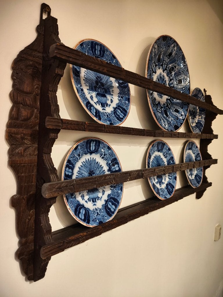 Antieke borden set van 6 Delfts blauwe borden, Antiek en Kunst, Ophalen