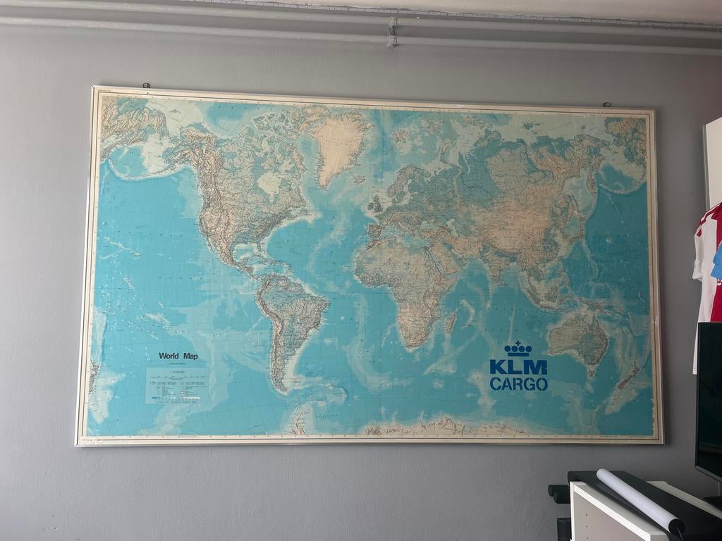 Grote KLM Wereldkaart - Fysieke Editie, Ophalen, 1800 tot 2000, Wereld, Landkaart