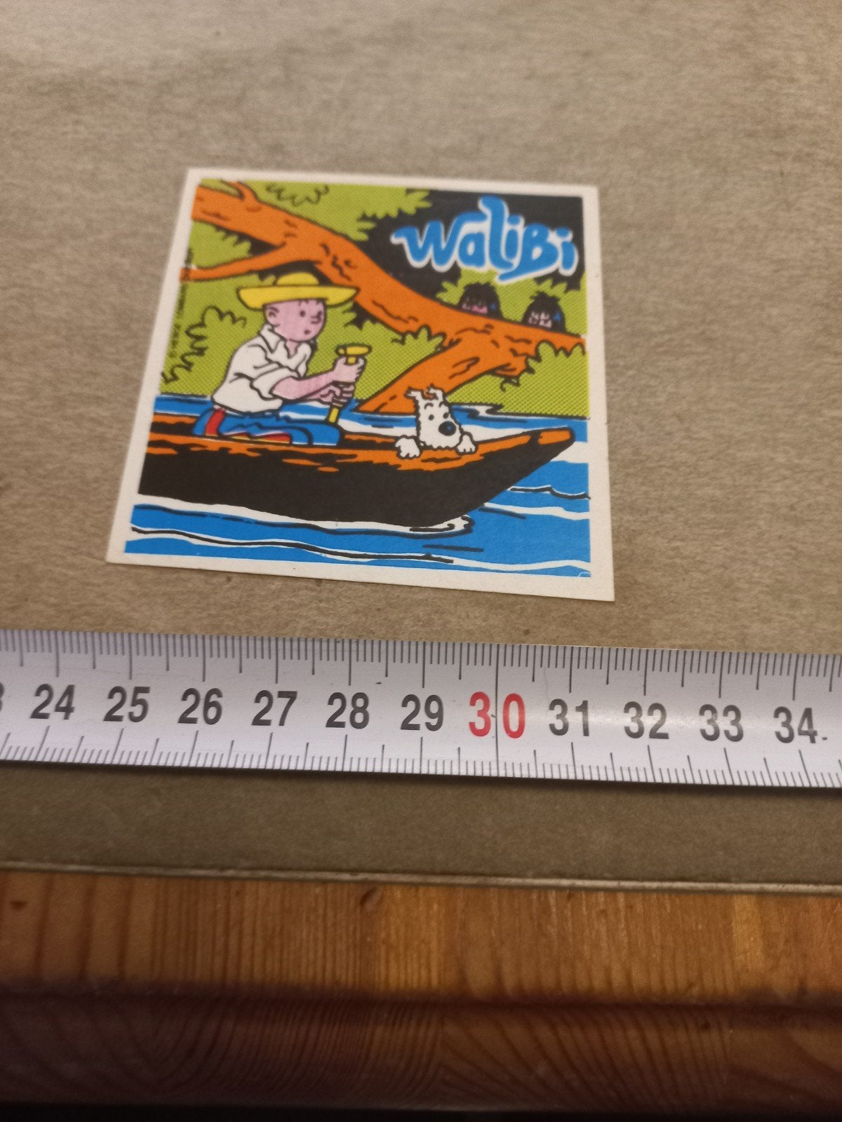 Walibi sticker - kuifje in bootje met hond, Ophalen of Verzenden, Gebruikt, Strip of Tekenfilm