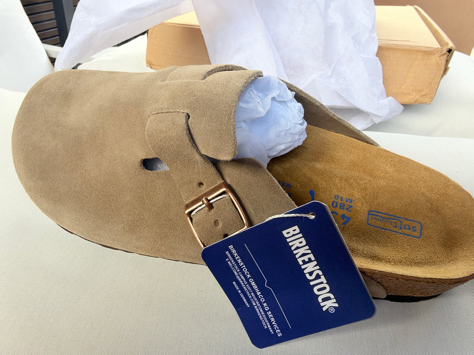 Birkenstock Boston Soft Footbed Taupe - Maat 43, Ophalen of Verzenden, Nieuw, Overige kleuren, Klompen