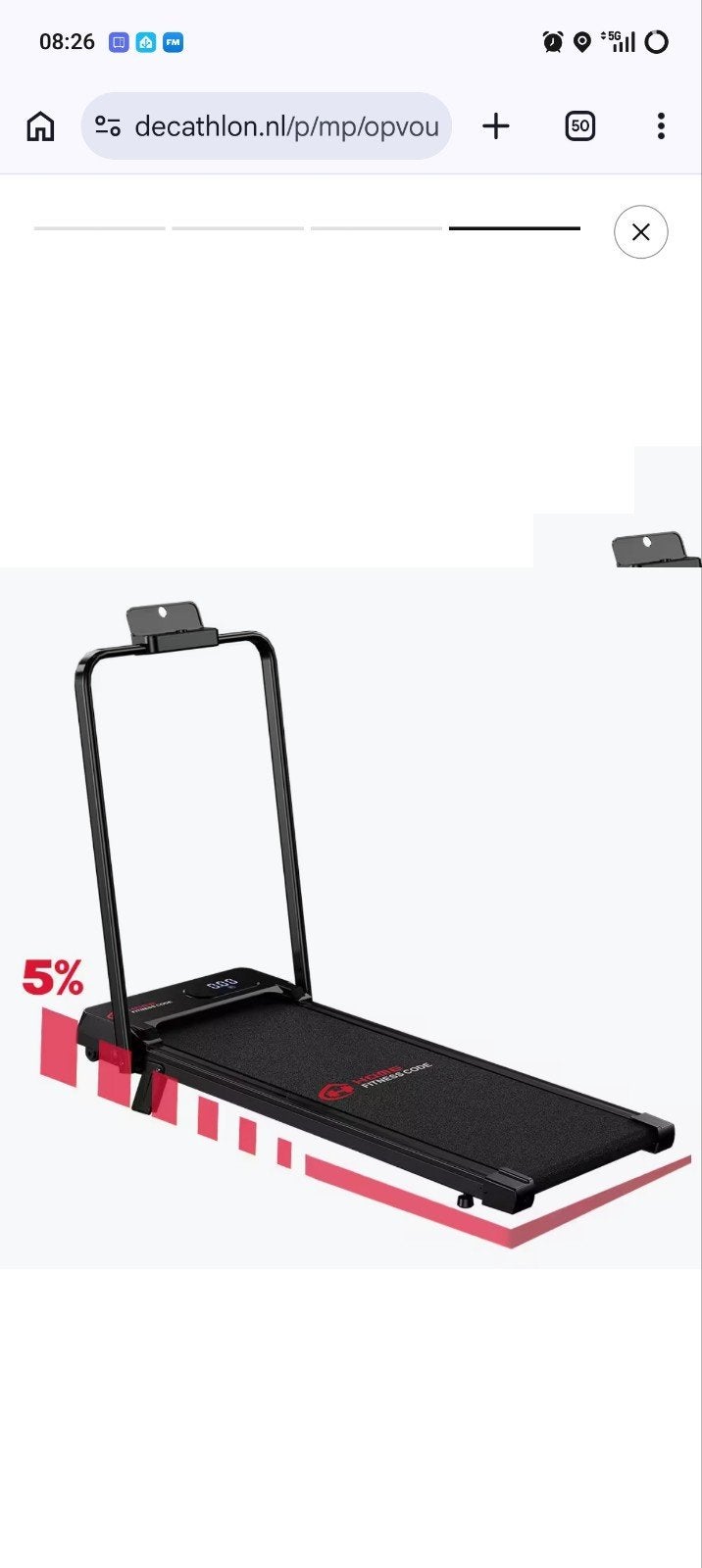 Loopband 1-6 km/u, Sport en Fitness, Ophalen, Nieuw, Loopband