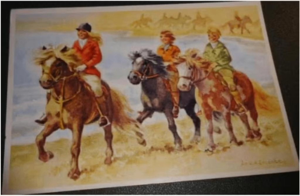 Paard - Pony rijden op strand, Verzenden, 1980 tot heden, Gelopen, Paard