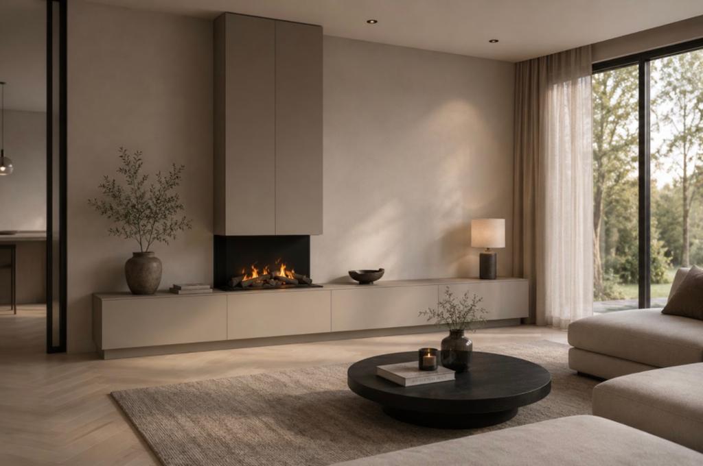 Tv meubel op maat met luxe haard, Ophalen of Verzenden, Nieuw, Inbouwhaard