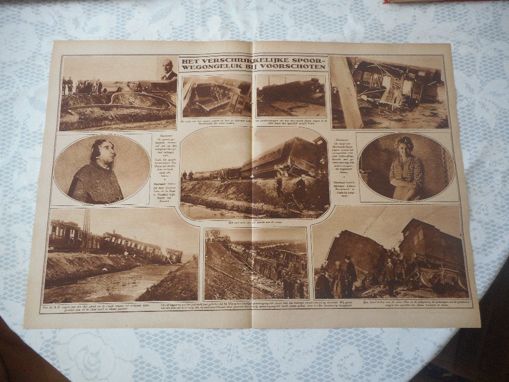 Voorschoten. Spoorwegongeluk. 1926., Verzamelen, Ophalen of Verzenden, 1920 tot 1940, Nederland, Knipsel(s)