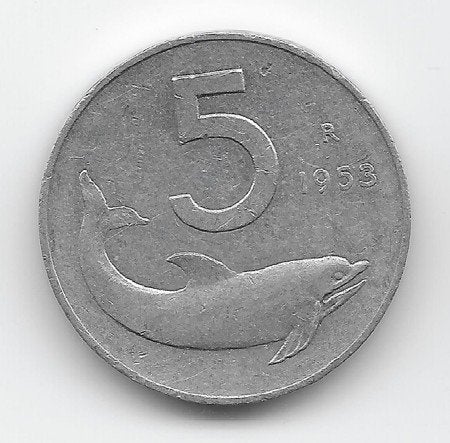 Italië 5 lire 1953 KM# 92, Verzenden, Italië, Losse munt