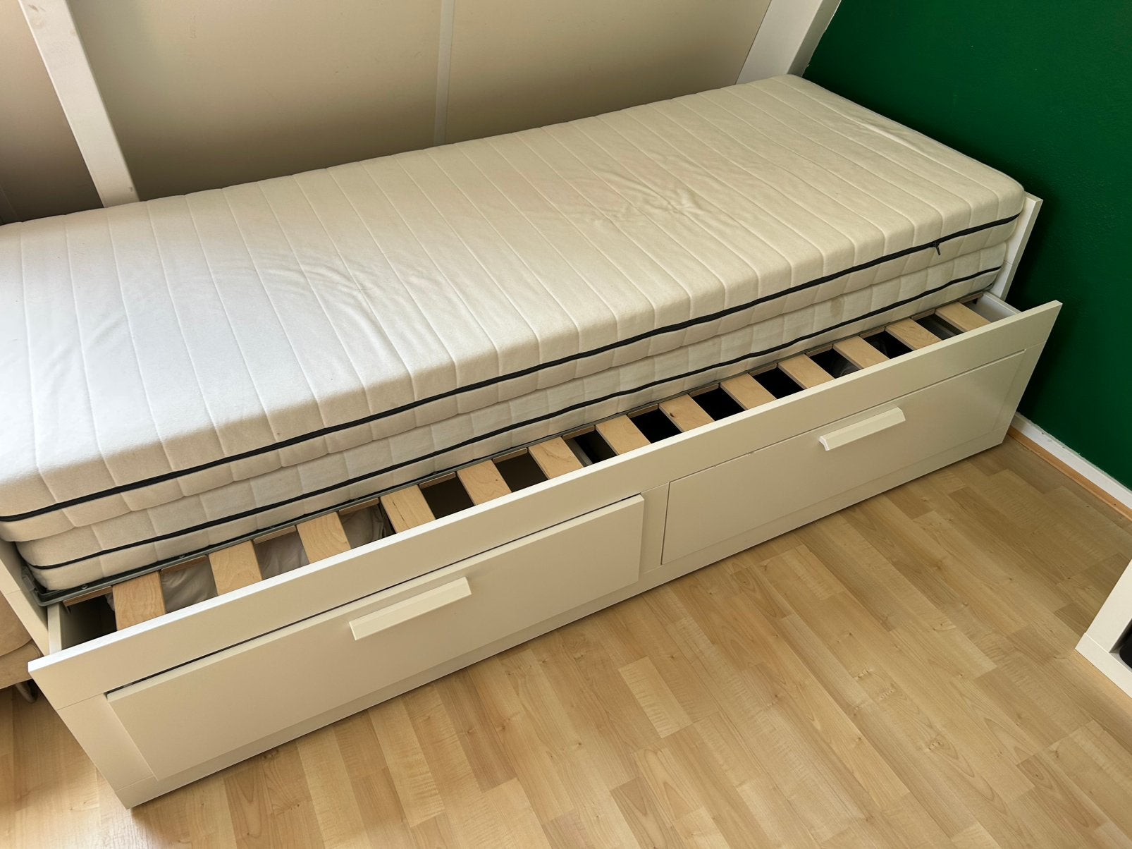 Ikea Brimnes bed, Ophalen, Wit, Tweepersoons, 80 cm