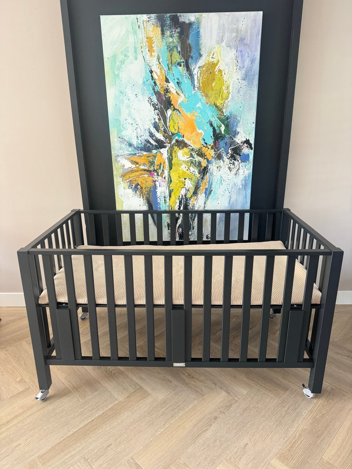 Bopita Tweelingbox Zwart met Matras en Boxkleedhoes, Kinderen en Baby's, Boxen, Ophalen, Gebruikt, Rechthoekig, In hoogte verstelbaar