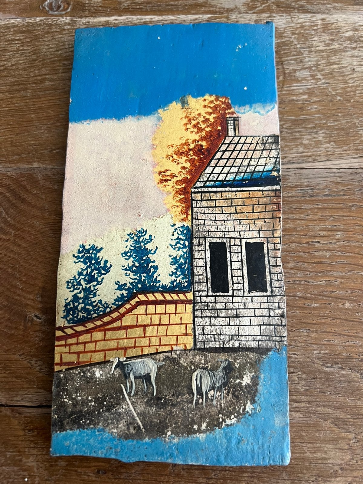 2 x oud geschilderde paneeltjes, Ophalen of Verzenden