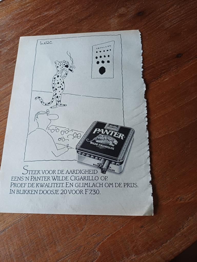 Advertentie van Panter sigaren 2 1984, Ophalen of Verzenden, Zo goed als nieuw, Sigarenbandjes