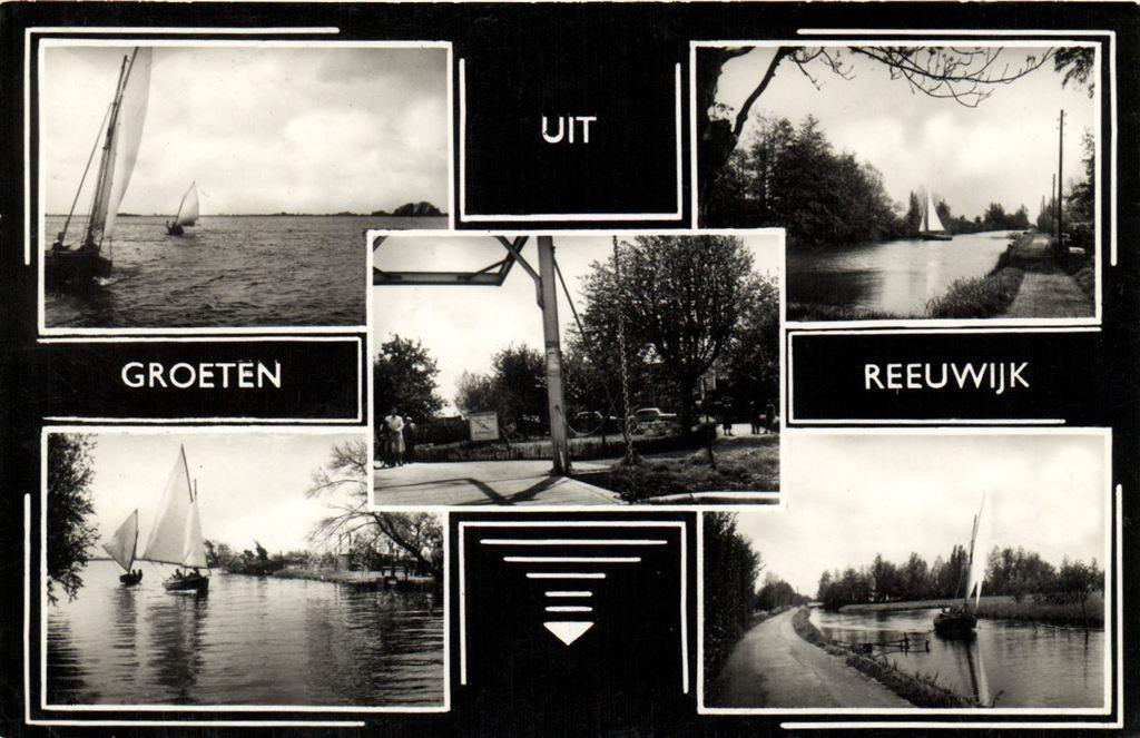 Groeten uit Reeuwijk - 5 afb o.a. zeilsport - 1960 gelopen, Ophalen of Verzenden, 1960 tot 1980, Gelopen, Noord-Brabant
