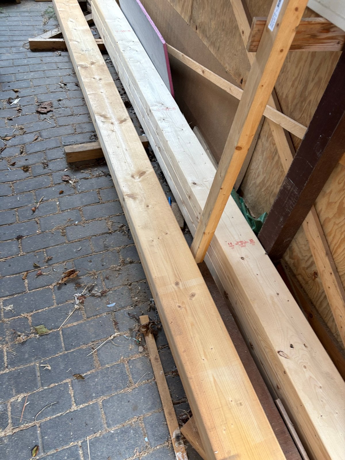 Vuren balken: 2x 196x70mm en 3x 170x70mm, 390cm lang, Gebruikt, Ophalen of Verzenden, Balk, Vuren