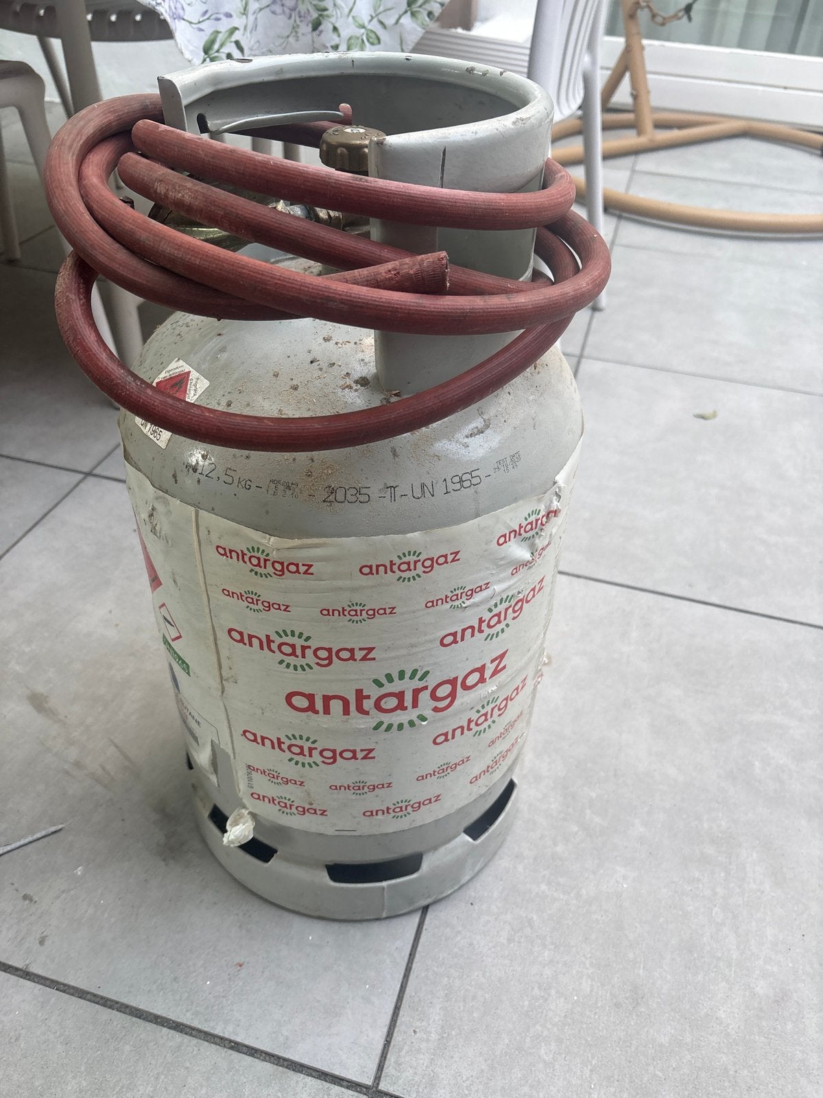 Antargaz gasfles met slang 12,5 KG, Ophalen, Gebruikt