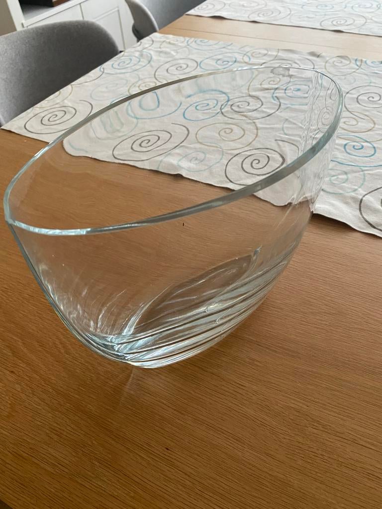Glazen schaal/vaas, ovaal, zo goed als nieuw, Schaal, Ophalen of Verzenden, Ovaal, Glas