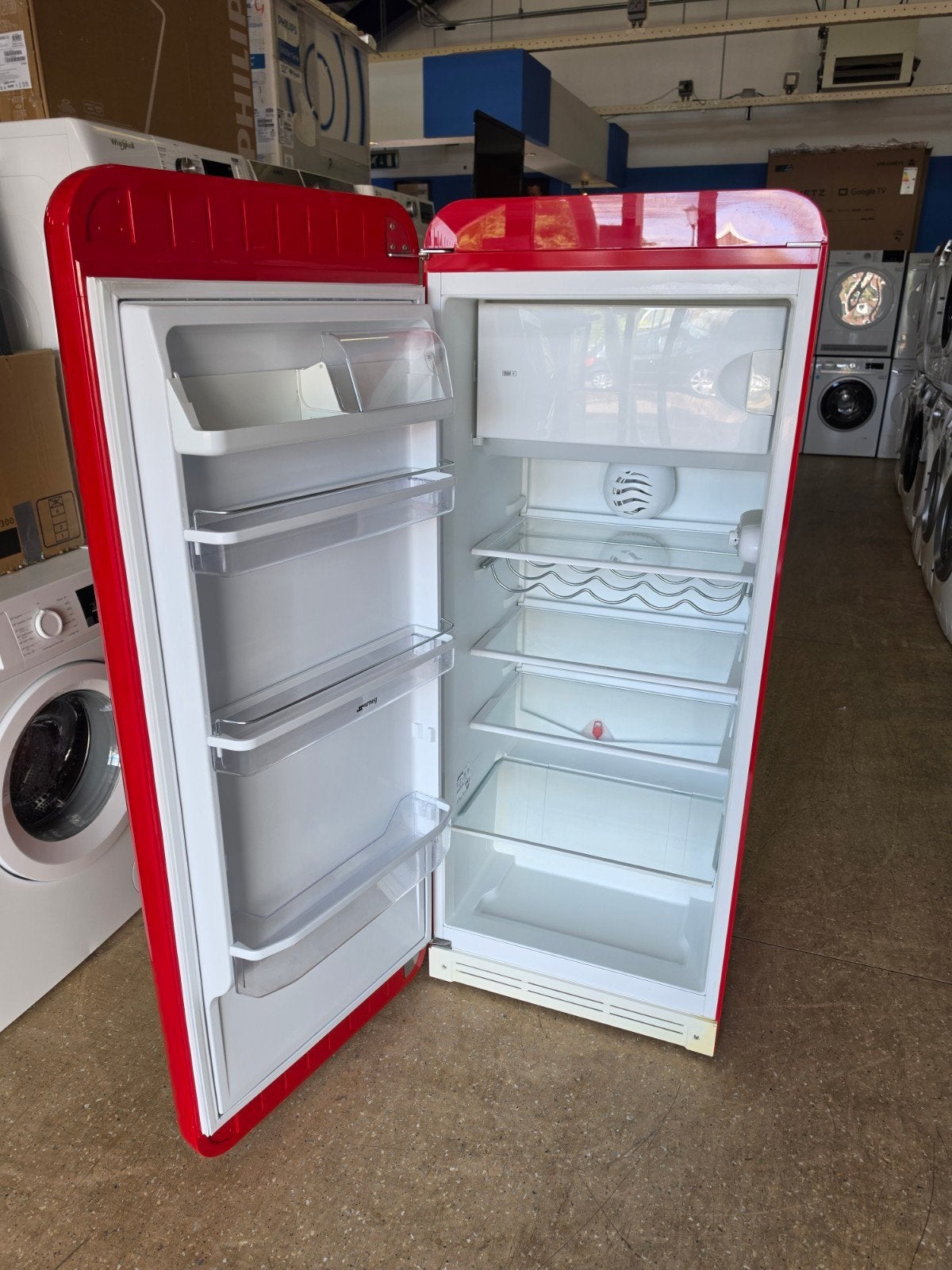Rode Smeg FAB28LR koelvriescombinatie | Gratis thuis 🚚✅️, Jirnsum, 200 liter of meer, 60 cm of meer, Met aparte vriezer