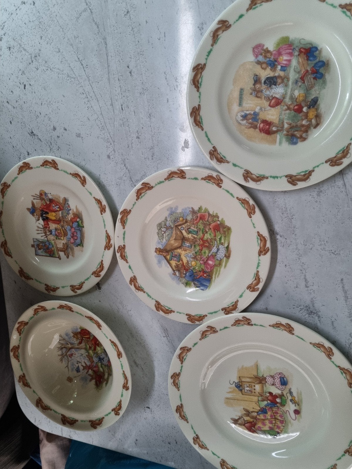 5 Bunnykins serviesonderdelen - Zeer goede staat, Overige merken, Vintage, Ophalen of Verzenden, Zo goed als nieuw